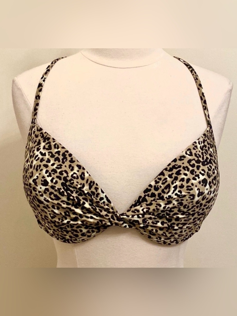 Relleciga Brown Black Leopard Print XXL Safari Chic Trendy Underwire Bikini Top